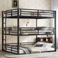 thumbnail image 1 of Luckynote Queen over Full XL over Queen Bunk Bed, Metal Triple Bunk Bed with Bed Guard, Heavy Duty, Black, 1 of 10
