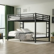 Firscook Queen Over Queen Bunk Bed, Metal Frame with Dual Ladders & Safety Guardrails, Easy Assembly