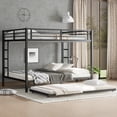 thumbnail image 1 of Queen over Queen Metal Bunk Bed with Twin Trundle, Space-Saving Triple Sleeper, Noise-Free Design, No Box Spring Needed, Black, 1 of 7