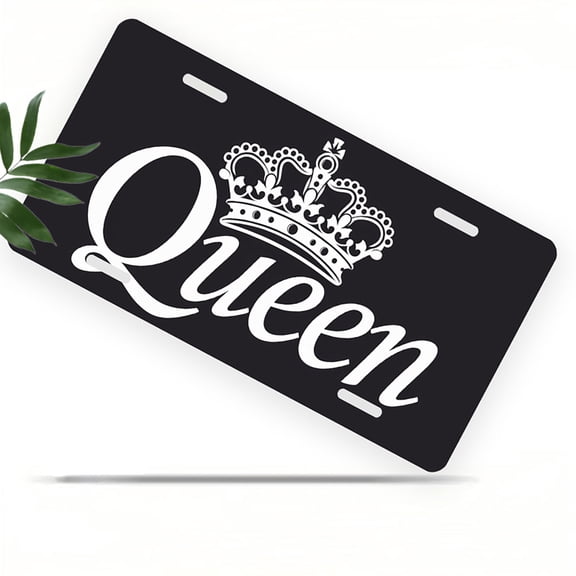 Queen's Crown Front License Plate, Metal License Plate, Funny Standard Plates Personalized Novelty Decorative For Men/Women/Boys/Girls Car 6×12 Inch