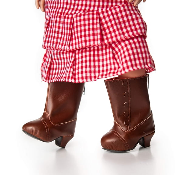 The Queen's Treasures 18 Inch Doll Clothing Accessory, 1890's Style Brown Boots Plus Shoe Box, Compatible For Use With American Girl Dolls And Clothes
