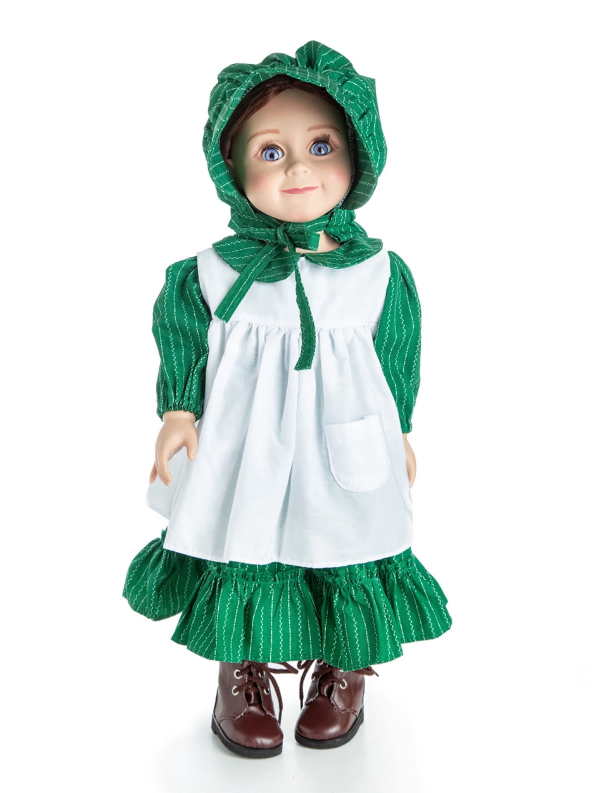 The Queen's Treasures 18 inch Doll Clothes,  Little House on The Prairie Dress Outfit, Realistic 1880's Design Prairie Dress & Bonnet with White Apron, Compatible For Use With American Girl Dolls