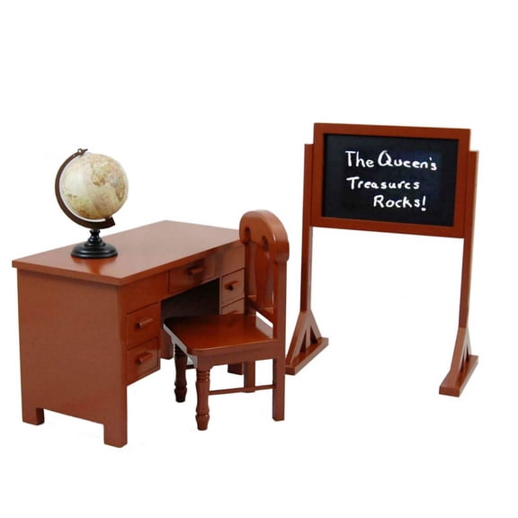 The Queen's Treasures 18 Inch Doll Furniture and Accessories, Vintage Style Wooden School Teachers Desk