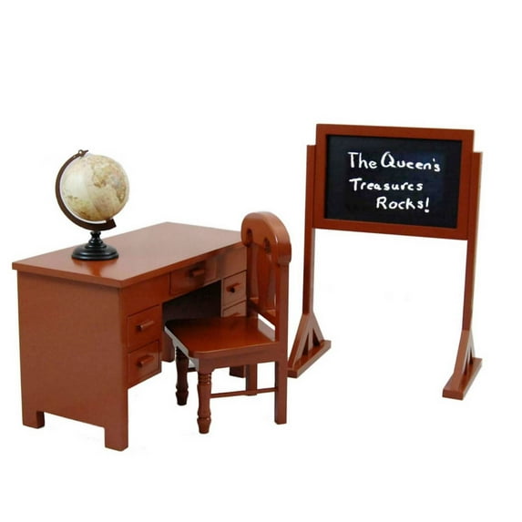 The Queen's Treasures 18 Inch Doll Furniture and Accessories, Vintage Style Wooden School Teachers Desk