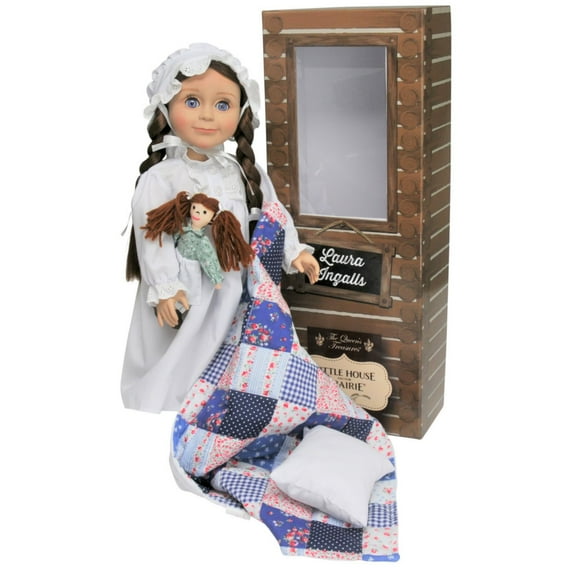 The Queen's Treasures 18 inch Doll, Officially Licensed Little House on The Prairie Laura Ingalls 18" Doll with Quilt/Pillow, Rag Doll, Nightgown, Cap in a Keepsake Box. Compatible with American Girl