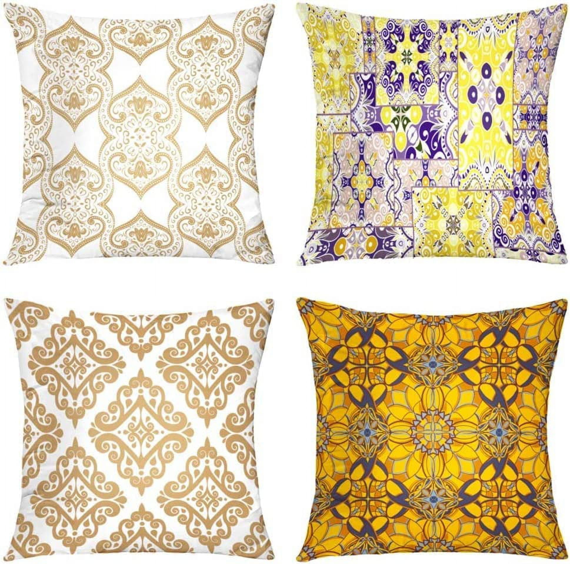 Queen's designer Decorative Pillows Case,4 Pillow Set,Golden Modern Geometric Abstract Arabic ...