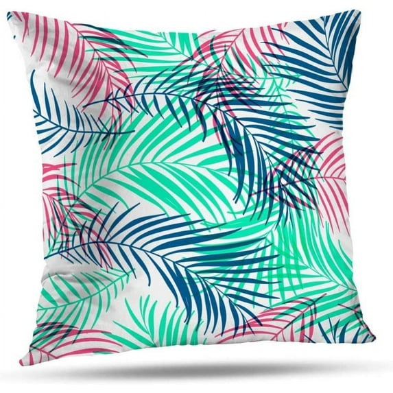 Queen's designer Leaf Pillowcase16"X16"Tropical Plant Palm Leaves Vivid Neon Gradient Synthwave Vaporwave Throw Pillow Cover Home Decor Square Pillow Cases Sofa Cushion Cover