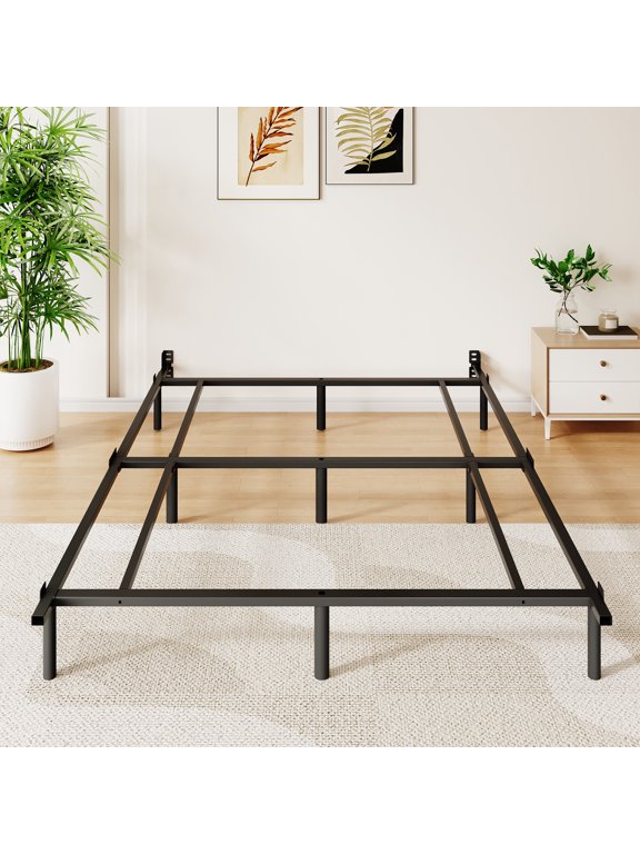 Queen Bed Frame, 7 inch Low Heavy Duty Platform Bed Frames, Fits Box Spring and Mattress, Adjustable, Easy Assembly, Noise‑Free