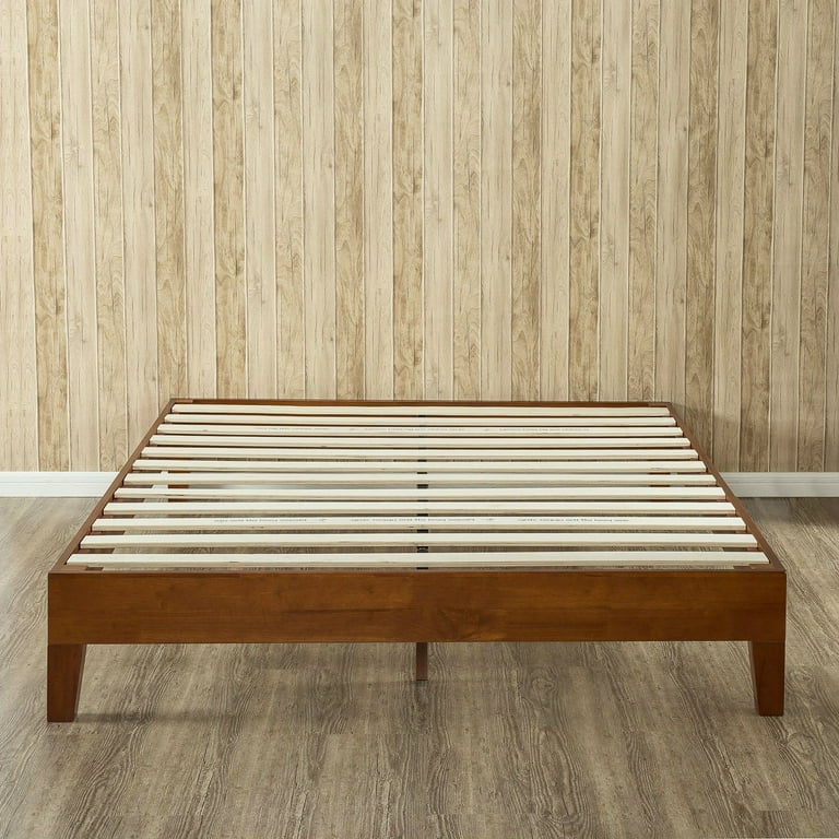 Low platform wooden bed frame discount
