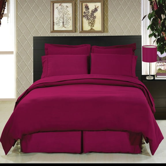 Queen size Solid burgundy 8-Piece Bedding Set Super Soft Microfiber Sheets+Duvet+Alternative