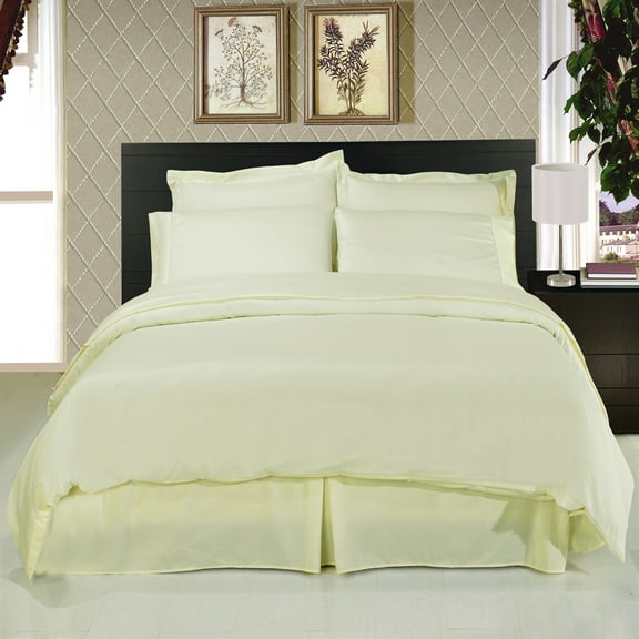 Queen size Solid ivory 8-Piece Bedding Set Super Soft Microfiber Sheets+Duvet+Alternative