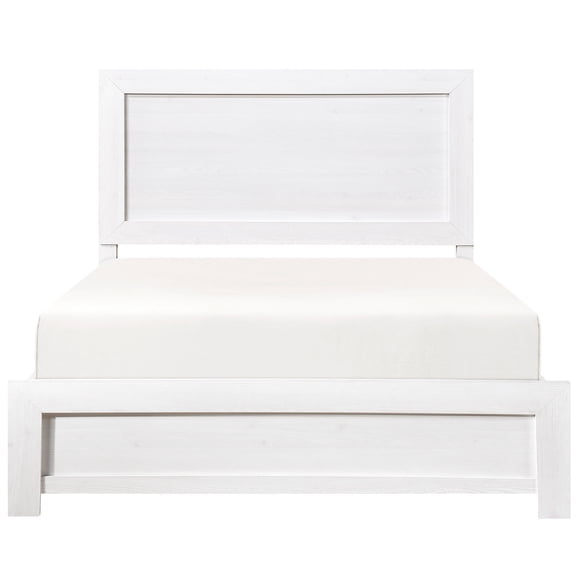 Queen size bed, white faux wood | Bedroom aesthetics, 3D printed texture highlight