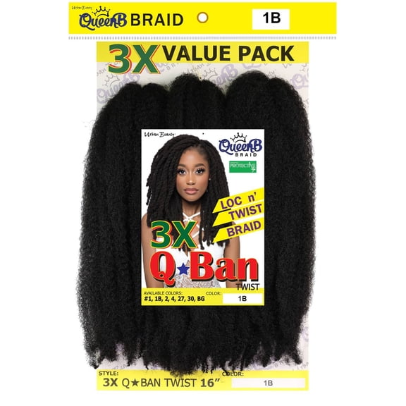 QueenB Braid Q-Ban Twist 3X Value Pack – Color #1B
