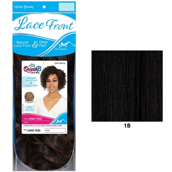 QueenB Synthetic Lace Wig, Deep Part, Spring Curl Bob , #1B - Tess
