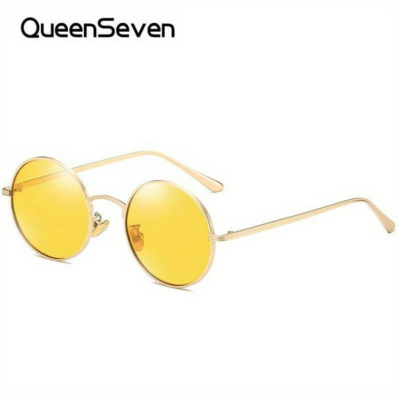 QueenSeven Unisex Causal Full Frame Sunglasses Polarized Retro Round Frame Outdoor Travel Sunglasses