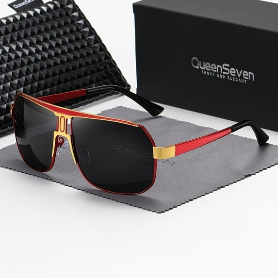 QueenSeven Unisex Polarized Full Frame Square Oversized Frame Sunglasses Driving Sunglasses