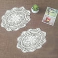 thumbnail image 1 of QueenTrade Handmade Crochet Lace Cotton Doily Coasters Elliptical Table Doilies 2pcs 9.8*13.8"-White, 1 of 6