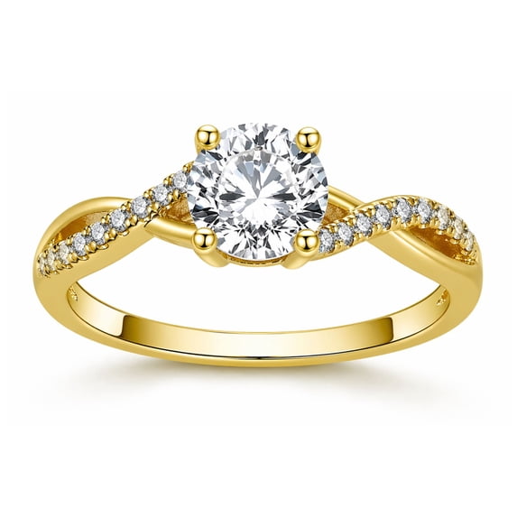 Queena Solitaire Engagement Ring for Women Sterling Silver CZ Ginger Lyne Collection