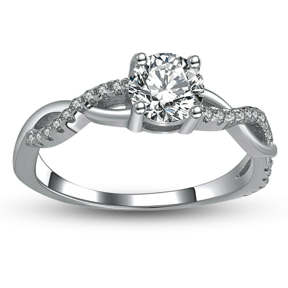 Queena Solitaire Engagement Ring for Women Sterling Silver CZ Ginger Lyne Collection
