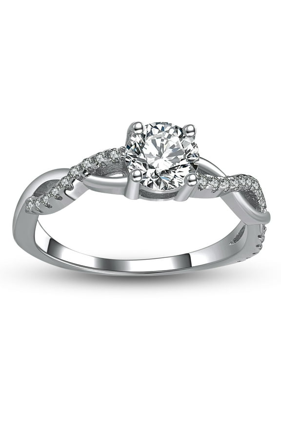 Queena Solitaire Engagement Ring for Women Sterling Silver CZ Ginger Lyne Collection