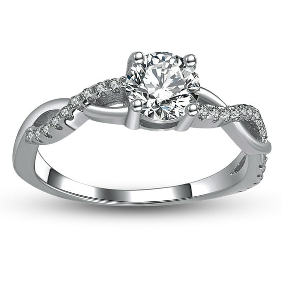 Queena Solitaire Engagement Ring for Women Sterling Silver CZ Ginger Lyne Collection