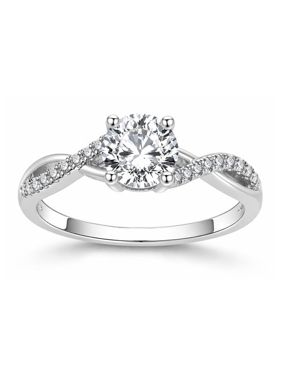 Queena Solitaire Engagement Ring for Women Sterling Silver CZ Ginger Lyne Collection