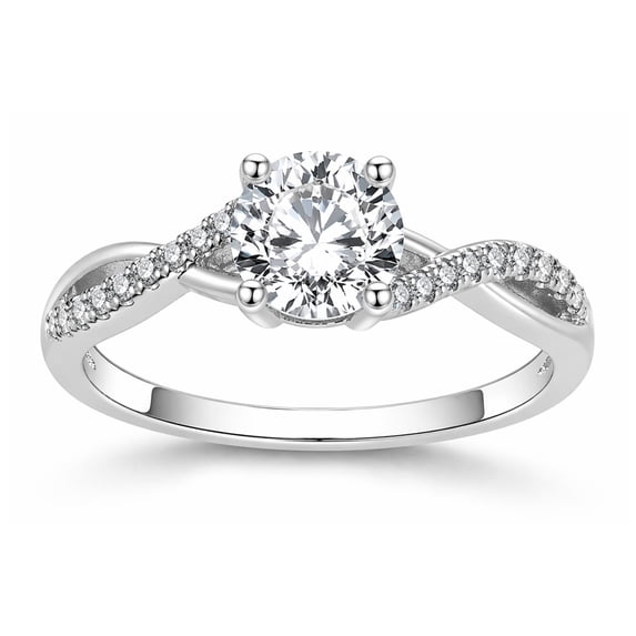 Queena Solitaire Engagement Ring for Women Sterling Silver CZ Ginger Lyne Collection