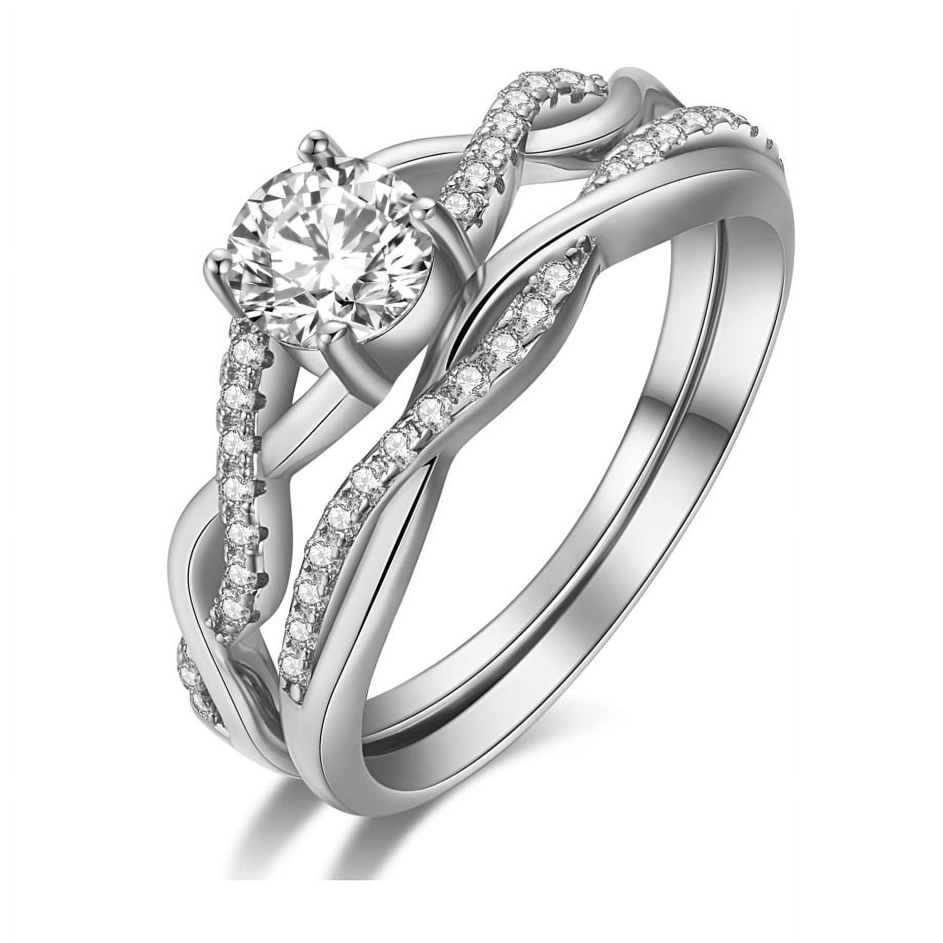 Newshe Women’s Wedding Ring Set — 1.5Ct Pear Cut Cubic Zirconia Engagement & Band Set In 925 Sterling Silver, Sizes 4-13