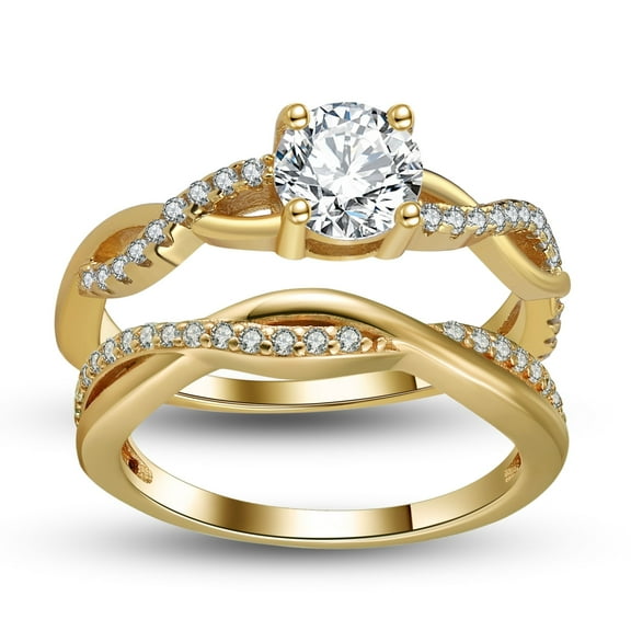 Queena Wedding Ring Set Anniversary Band Engagement Ring for Women Sterling Sterling Cz Ginger Lyne Collection