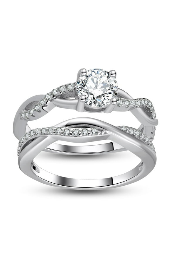 Queena Wedding Ring Set Anniversary Band Engagement Ring for Women Sterling Sterling Cz Ginger Lyne Collection