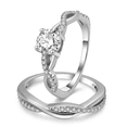 thumbnail image 1 of Queena Wedding Ring Set Anniversary Band Engagement Ring for Women Sterling Sterling Cz Ginger Lyne Collection, 1 of 8