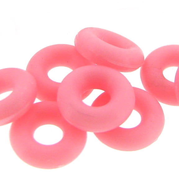 Queenberry Round Pink Silicone Rubber Stopper Bead Charm Bracelet Charms, No Metal, Clips Bundle