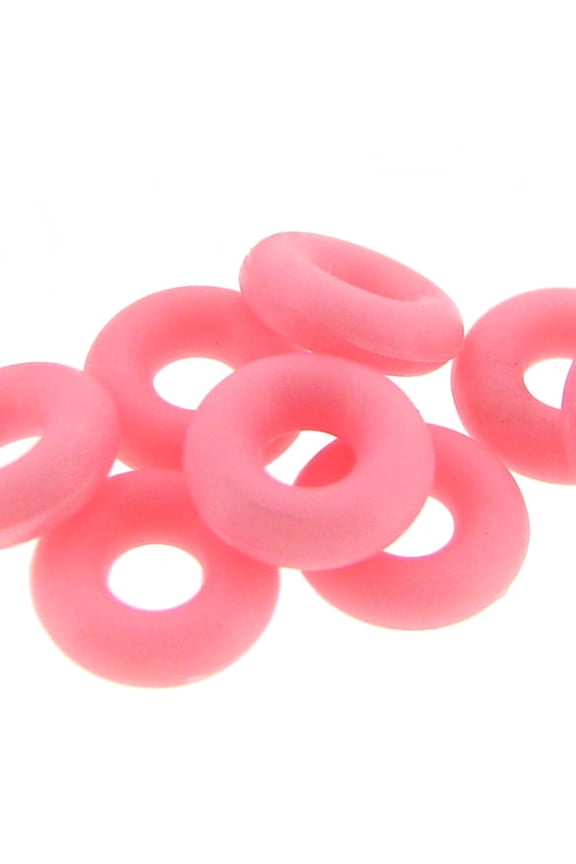 Round Pink Silicone Rubber Stopper Bead Charm Bracelet Charms, No Metal, Clips Bundle