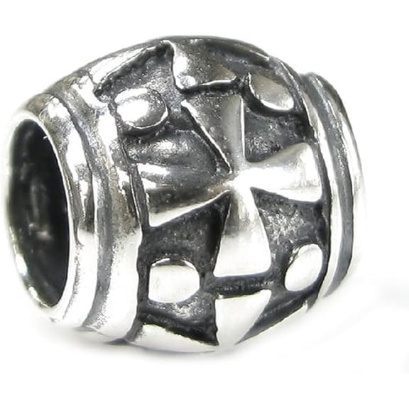 Queenberry Sterling Silver Cross European Style Bead Charm