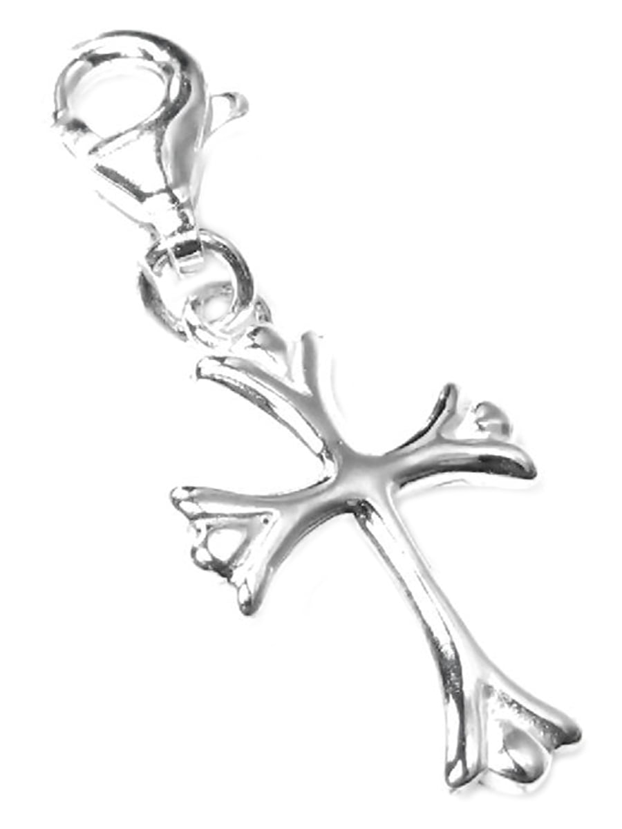 Queenberry Sterling Silver Cross European Style Clasp Charm