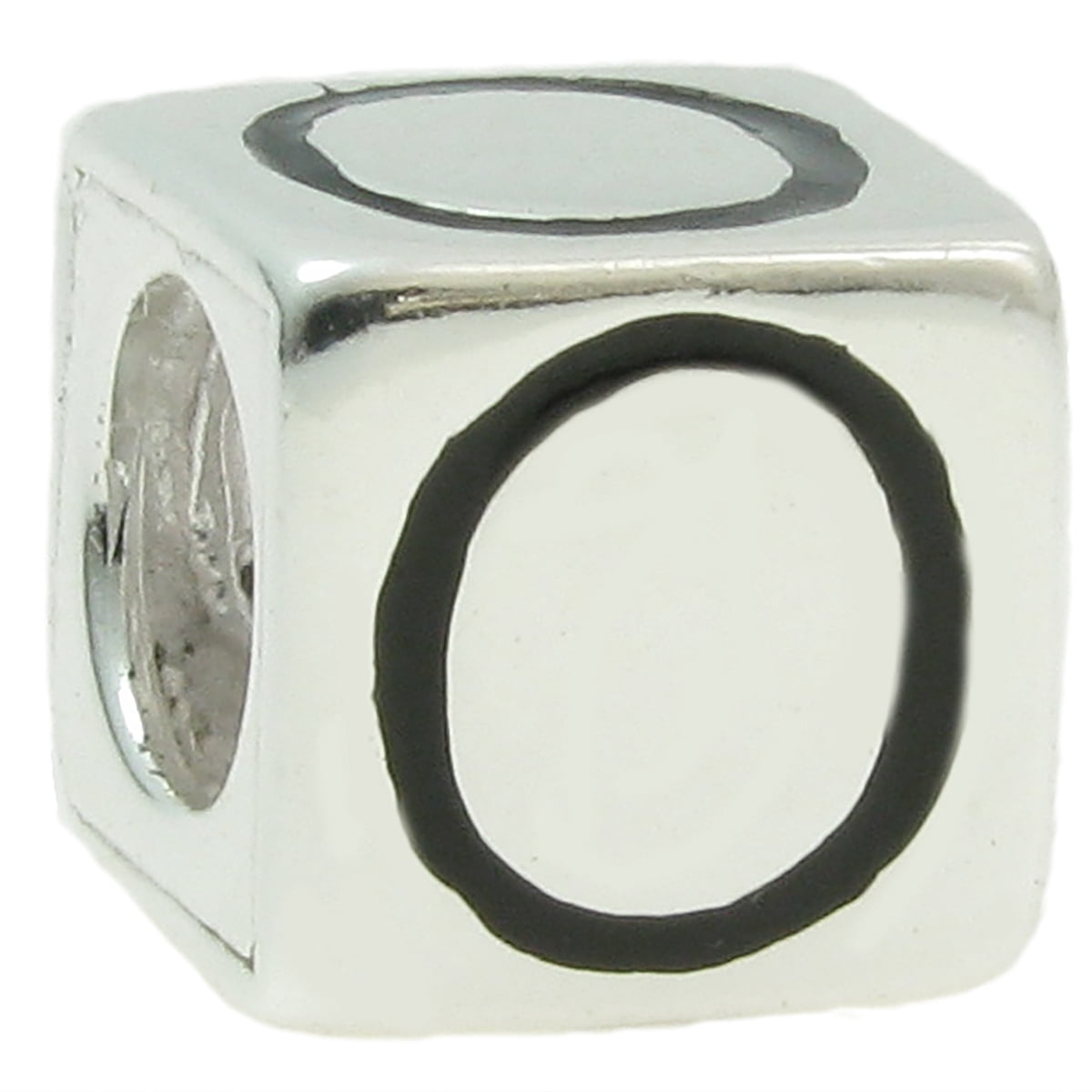 Queenberry Sterling Silver Cube Letter O European Style Bead Charm