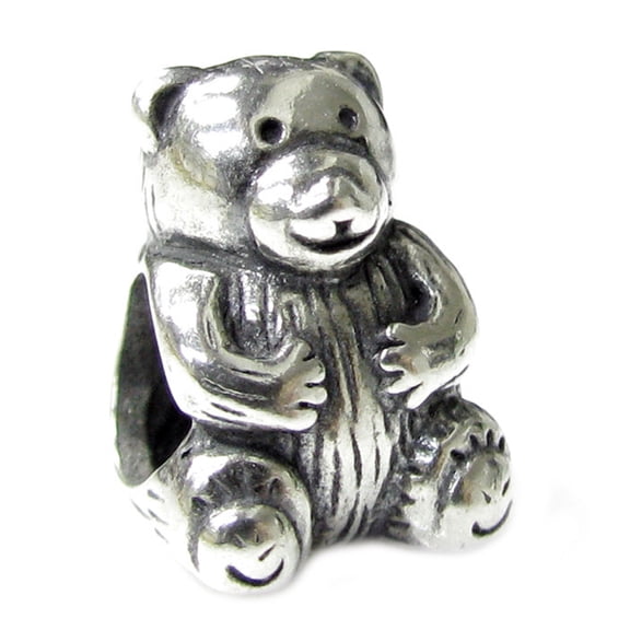 Queenberry Sterling Silver Cute Teddy Bear European Style Bead Charm
