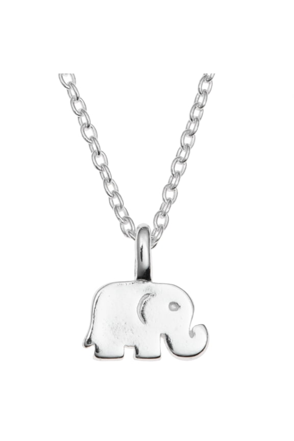 Sterling Silver Elephant Luck Dangle Charm Pendant Rolo Chain Necklace 16" + 1" Extender
