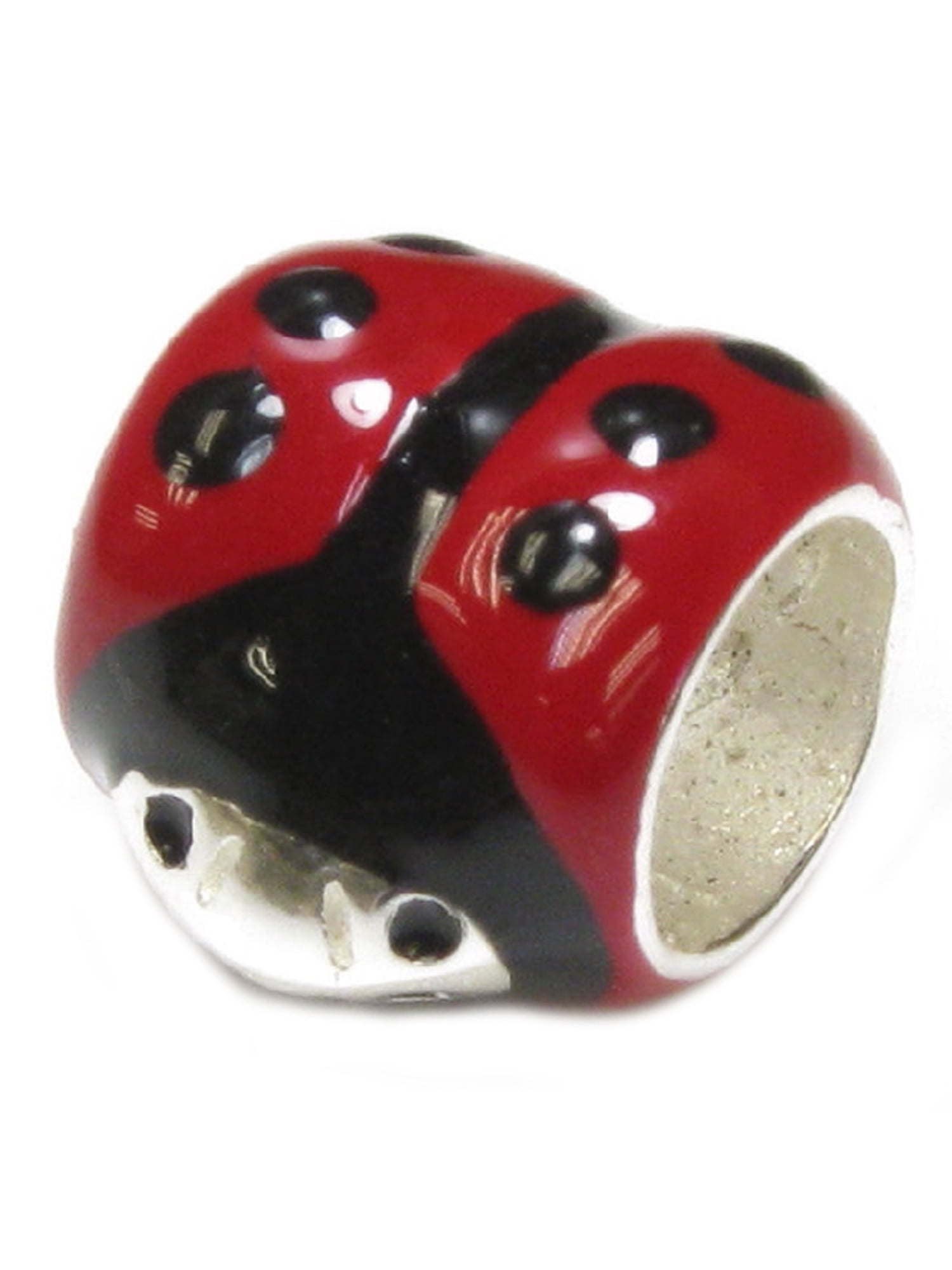 Queenberry Sterling Silver Enamel Ladybug European Style Bead Charm Fits Pandora