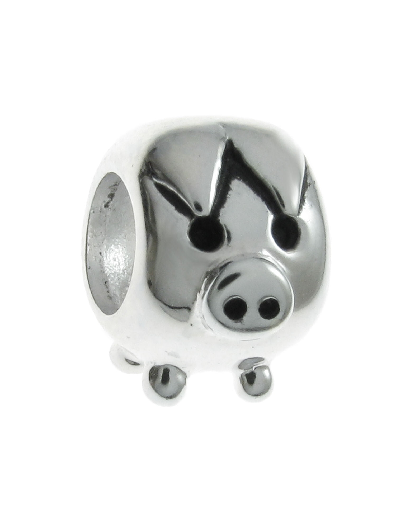 Queenberry Sterling Silver Fat Pig European Style Bead Charm Fits Pandora