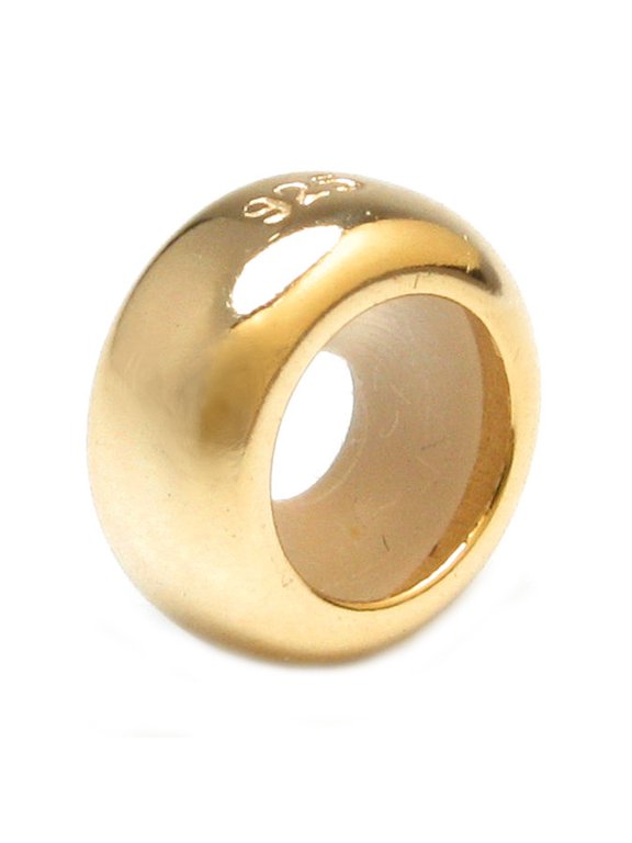 Sterling Silver Gold-tone Plain Ring Stopper with Rubber Bead Charm