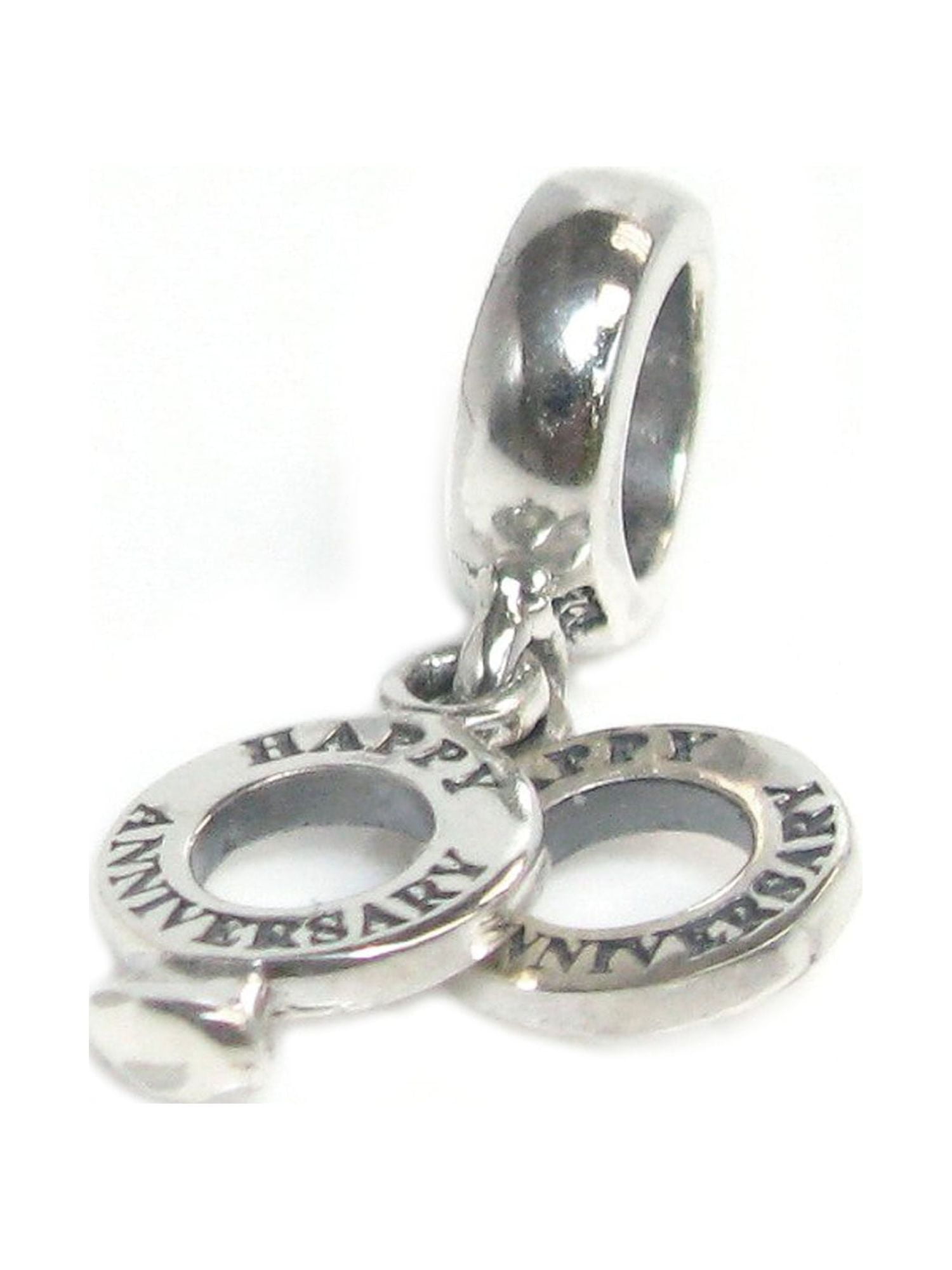 Queenberry Sterling Silver Happy Anniversary Lover Ring Dangle Love Bead Charm Fits Pandora