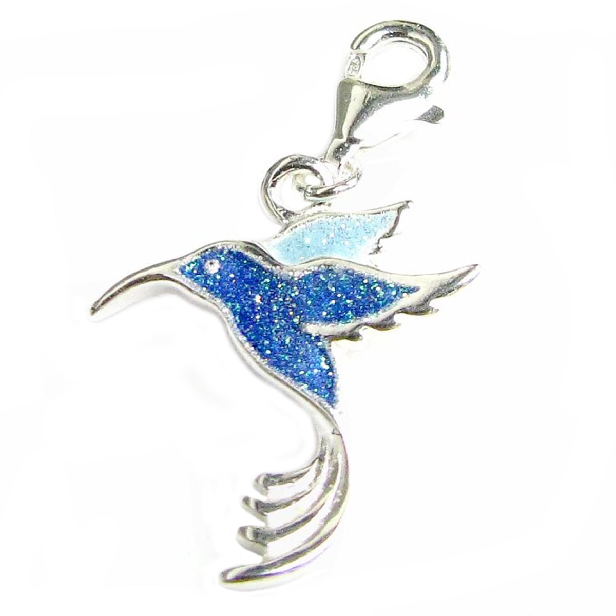 Queenberry Sterling Silver Hummingbird Enamel European Style Clasp Charm