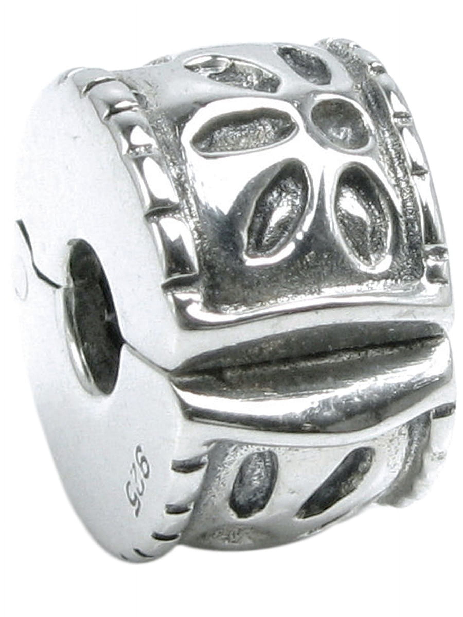 Queenberry Sterling Silver Leaf Flower Clip Lock European Style Stopper Bead Charm Fits Pandora
