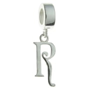Queenberry Sterling Silver Letter R European Style Dangle Bead Charm