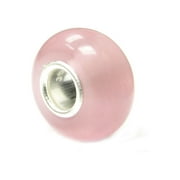 Queenberry Sterling Silver Light Pink Simulated Cat Eye European Style Bead Charm Fits Pandora