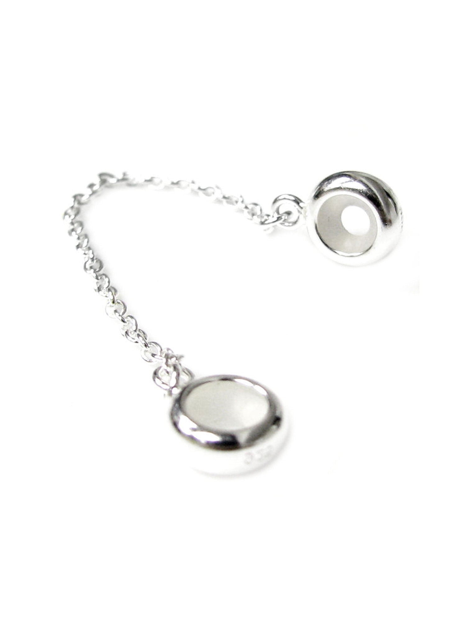Queenberry Sterling Silver Stopper Safety Chain Bead Charm European Style Bead Charm