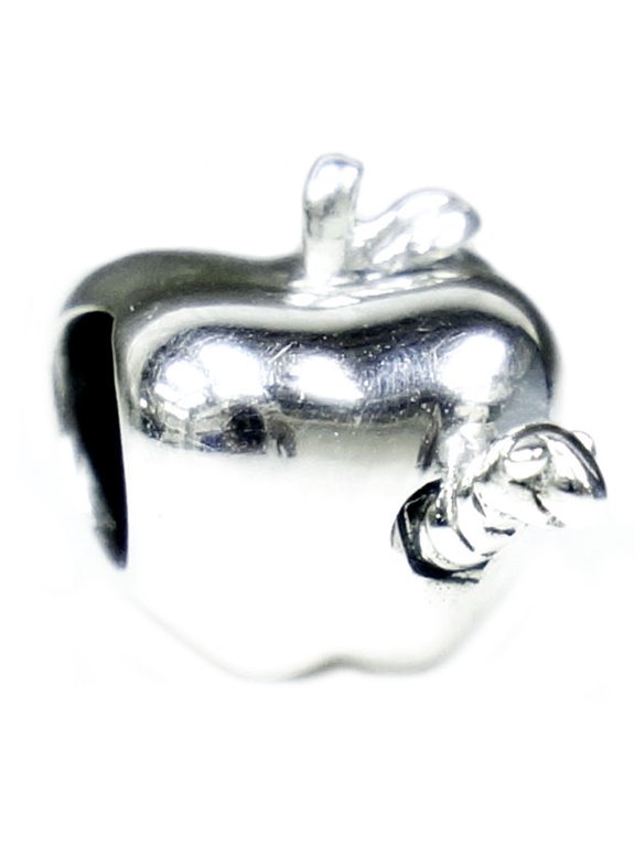 Sterling Silver Teacher's Apple Worm European Style Bead Charm