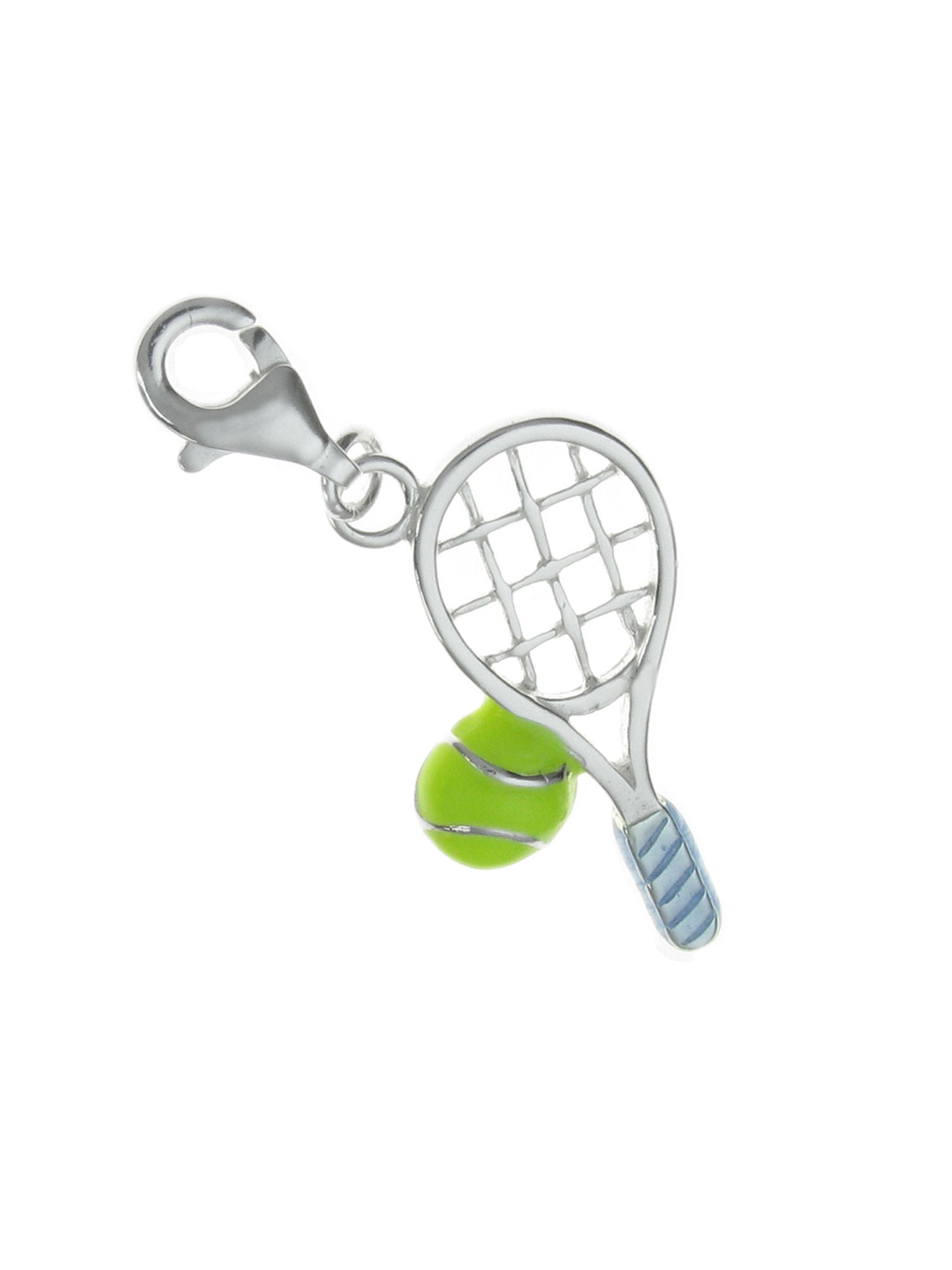Queenberry Sterling Silver Tennis Racket European Style Clasp Charm