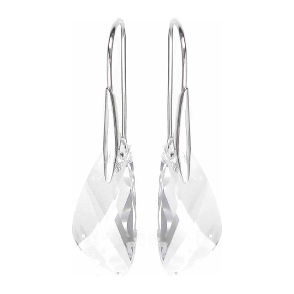 Queenberry Swarovski Elements Crystal Wing Inspire Clear Sterling Silver Dangle Earrings